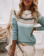 Solstice | Women's Knit Jumper Nordic Print Crew Neck
