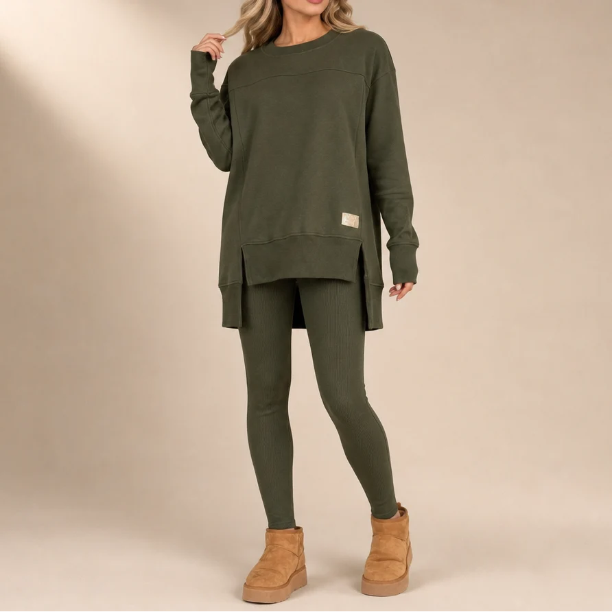 Alina | Women's Tunic Leggings Set Crew Neck Two-Piece