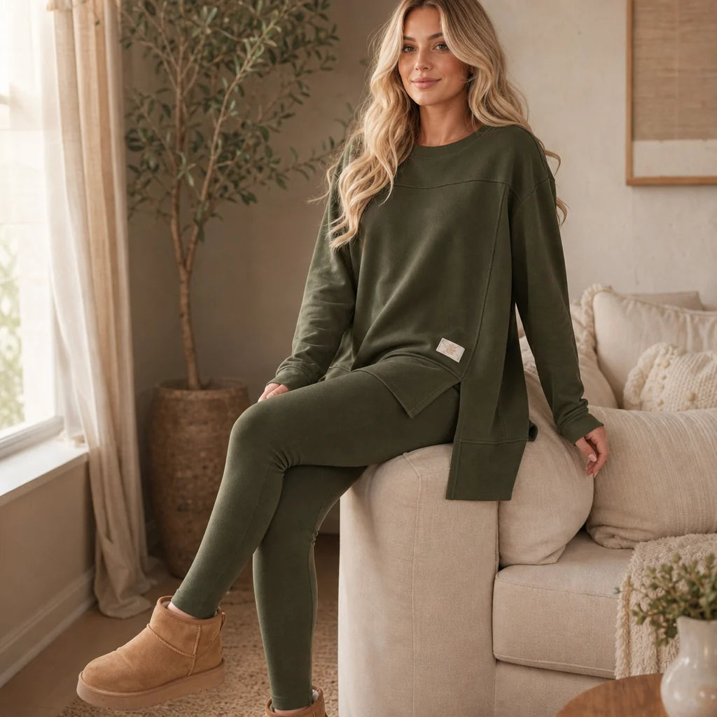Alina | Women's Tunic Leggings Set Crew Neck Two-Piece