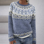 Amoretti | Women's Patterned Knit Sweater Crew Neck Relaxed Fit
