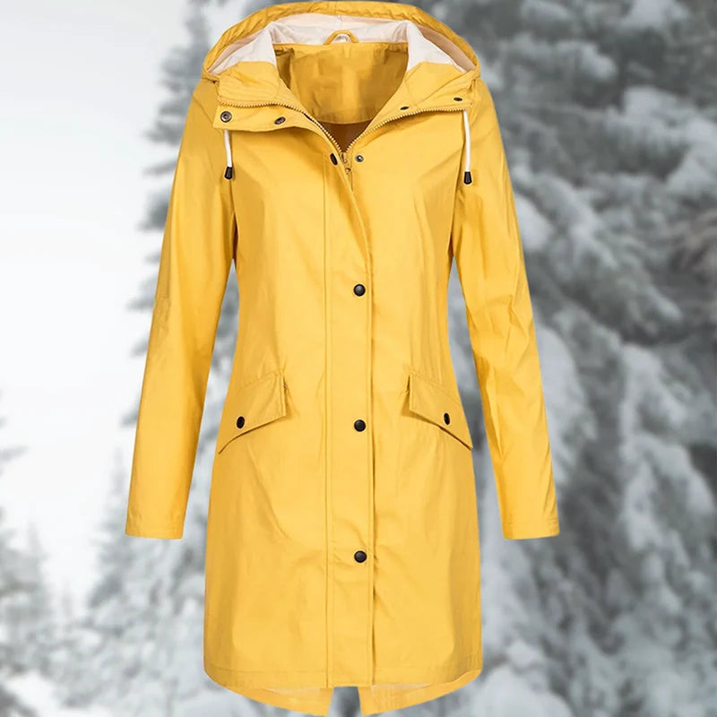 Aqualis | Women's Waterproof Rain Coat Hooded Mid-Thigh