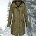 Aqualis | Women's Waterproof Rain Coat Hooded Mid-Thigh