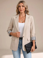 Alessia | Women's Elegant Soft Tailored Blazer Rollable Sleeves Striped Lining