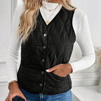 Valoria | Women's Quilted Vest Sherpa Lined V-Neck