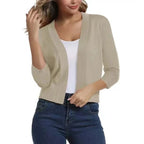 Aurora | Women's Cropped Cardigan Open-Front 3/4 Sleeve