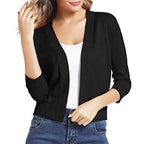 Aurora | Women's Cropped Cardigan Open-Front 3/4 Sleeve