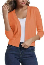 Aurora | Women's Cropped Cardigan Open-Front 3/4 Sleeve