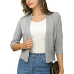 Aurora | Women's Cropped Cardigan Open-Front 3/4 Sleeve