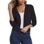 Aurora | Women's Cropped Cardigan Open-Front 3/4 Sleeve