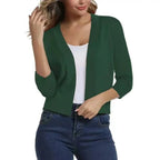 Aurora | Women's Cropped Cardigan Open-Front 3/4 Sleeve