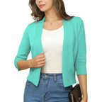 Aurora | Women's Cropped Cardigan Open-Front 3/4 Sleeve