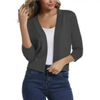 Aurora | Women's Cropped Cardigan Open-Front 3/4 Sleeve