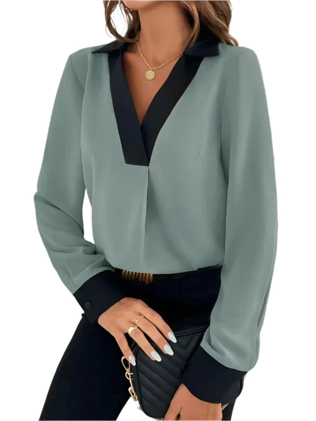 Wrenley | Women's V-Neck Blouse Long Sleeve