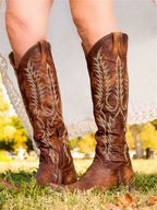 Bexley | Women's Knee-High Boots Embroidered Pointed Toe