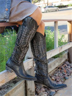 Bexley | Women's Knee-High Boots Embroidered Pointed Toe