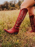 Bexley | Women's Knee-High Boots Embroidered Pointed Toe