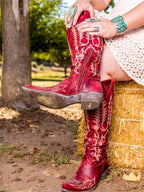 Bexley | Women's Knee-High Boots Embroidered Pointed Toe
