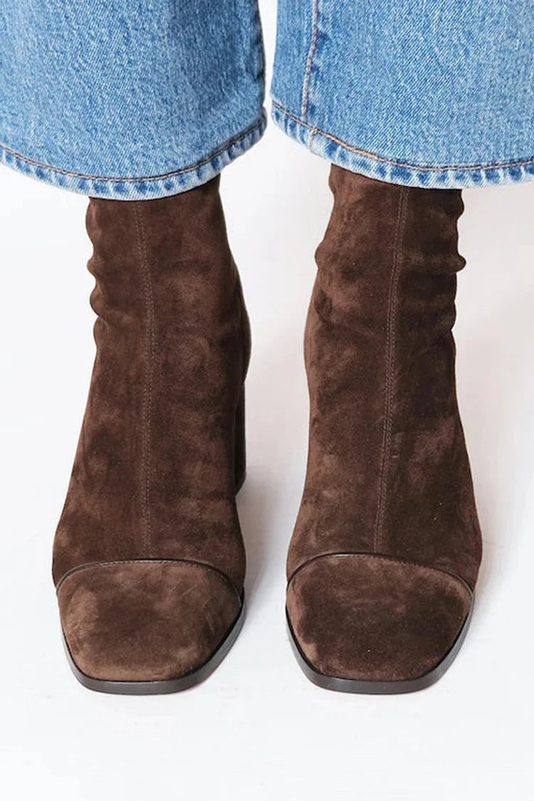 Kimberly | Women's Suede Ankle Boots Block Heel Orthopedic