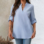 Celestara | Women's Striped Blouse V-Neck Long Sleeve