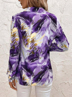 Celeste Blouse | Satin Marble Print Button-Up Blouse