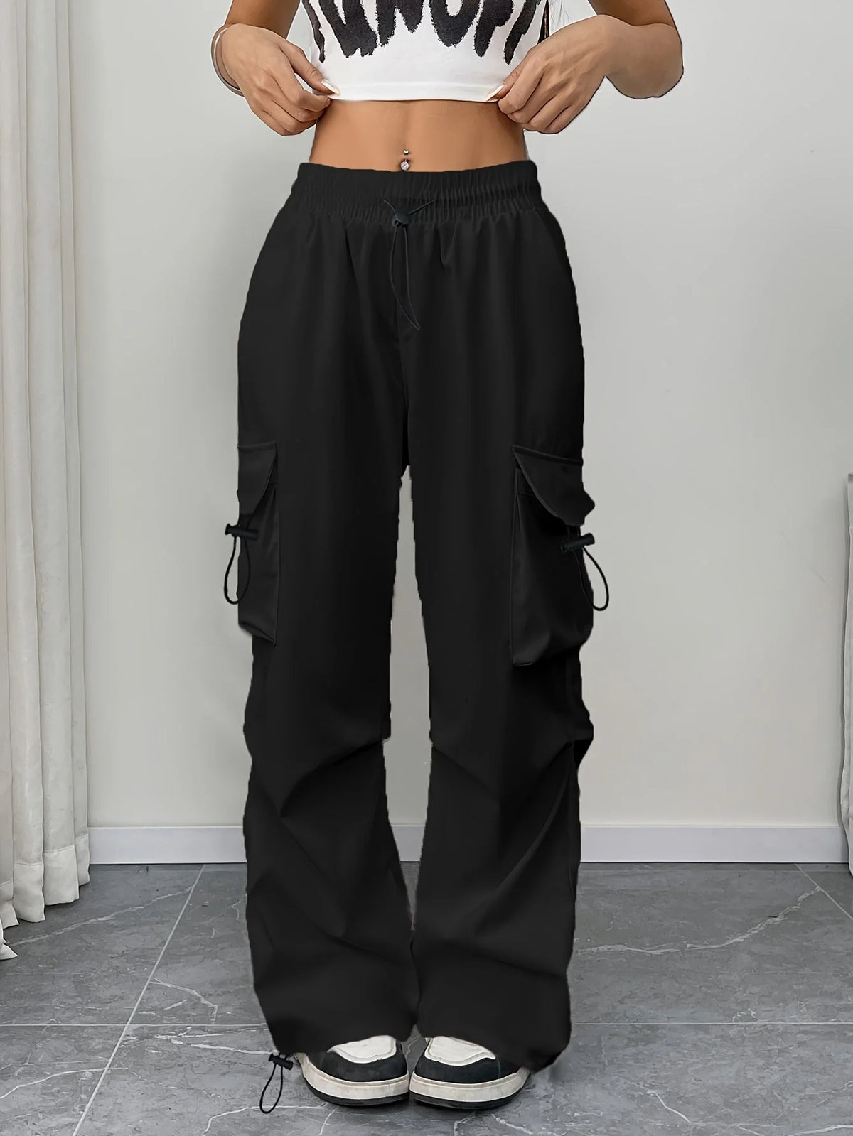 Chara | Women's Wide Leg Cargo Pants Drawstring