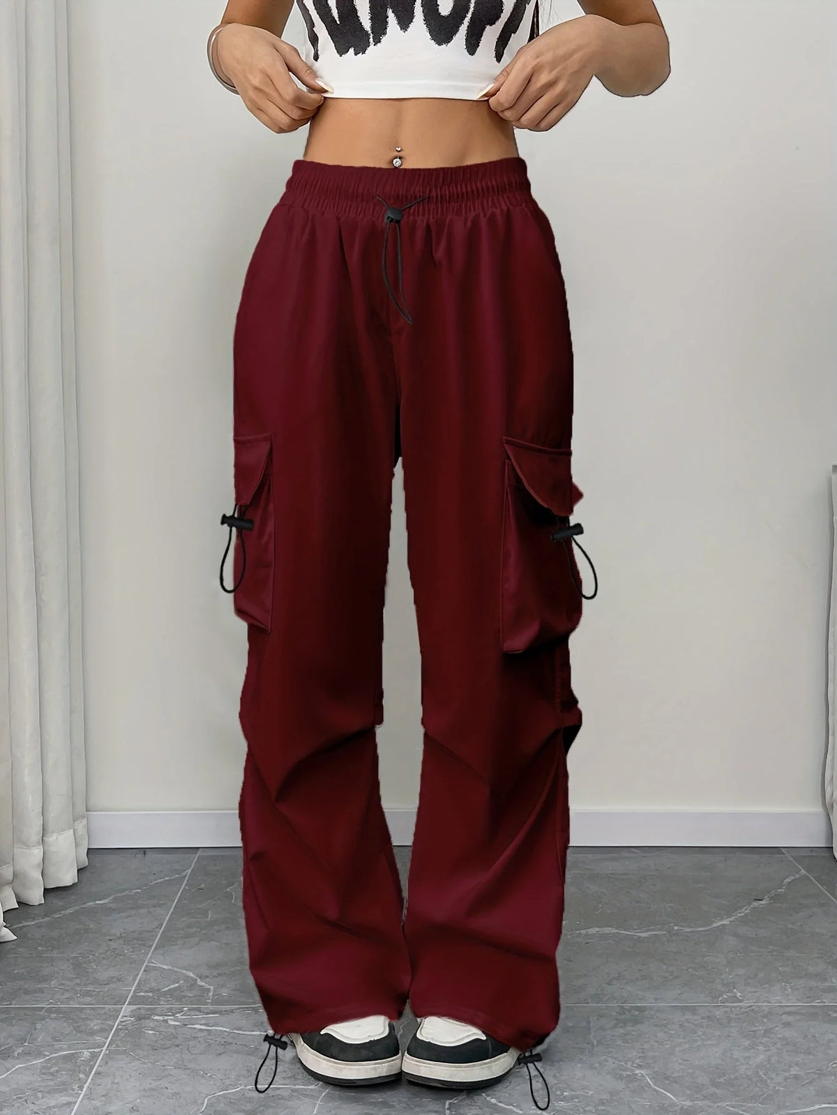 Chara | Women's Wide Leg Cargo Pants Drawstring