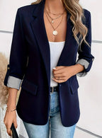 Charlotte | Women's Elegant Office Blazer Open-Front Striped Cuffs