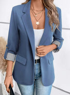 Charlotte | Women's Elegant Office Blazer Open-Front Striped Cuffs