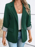 Charlotte | Women's Elegant Office Blazer Open-Front Striped Cuffs