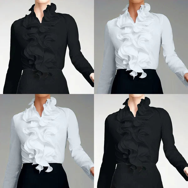 Cora | Women's Elegant Ruffle Collar Blouse Long Sleeve