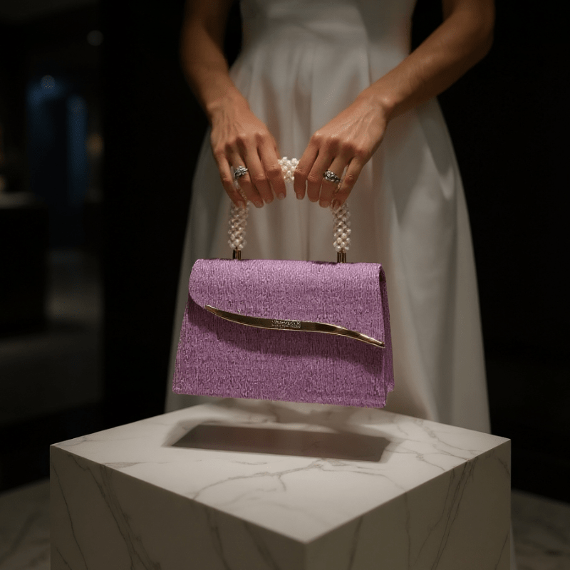 Pearl Handle Evening Clutch – Shimmer Textured Formal Occasion Bag - GET SOVERAqI1770556953835729363