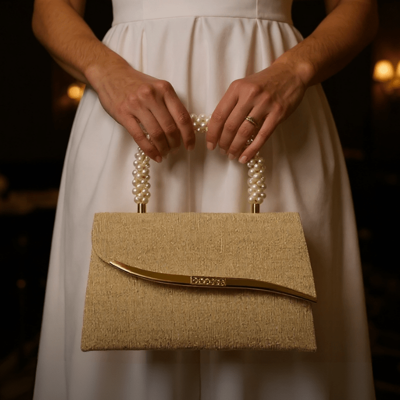 Pearl Handle Evening Clutch – Shimmer Textured Formal Occasion Bag - GET SOVERAqI1770556953835729363