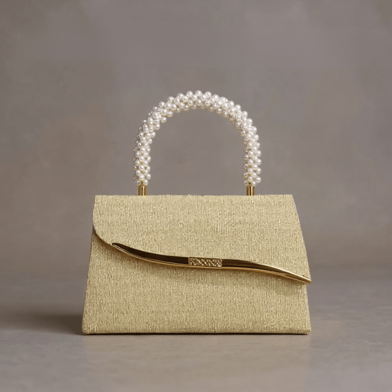 Pearl Handle Evening Clutch – Shimmer Textured Formal Occasion Bag - GET SOVERAtw1770556953836046037