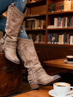 Everleigh | Women's Knee-High Boots Distressed Leather Buckle