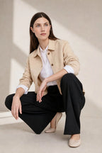 Fiora | Women's Wide Leg Cotton Pants High-Waist Draped