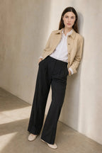 Fiora | Women's Wide Leg Cotton Pants High-Waist Draped