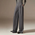 Fiora | Women's Wide Leg Cotton Pants High-Waist Draped