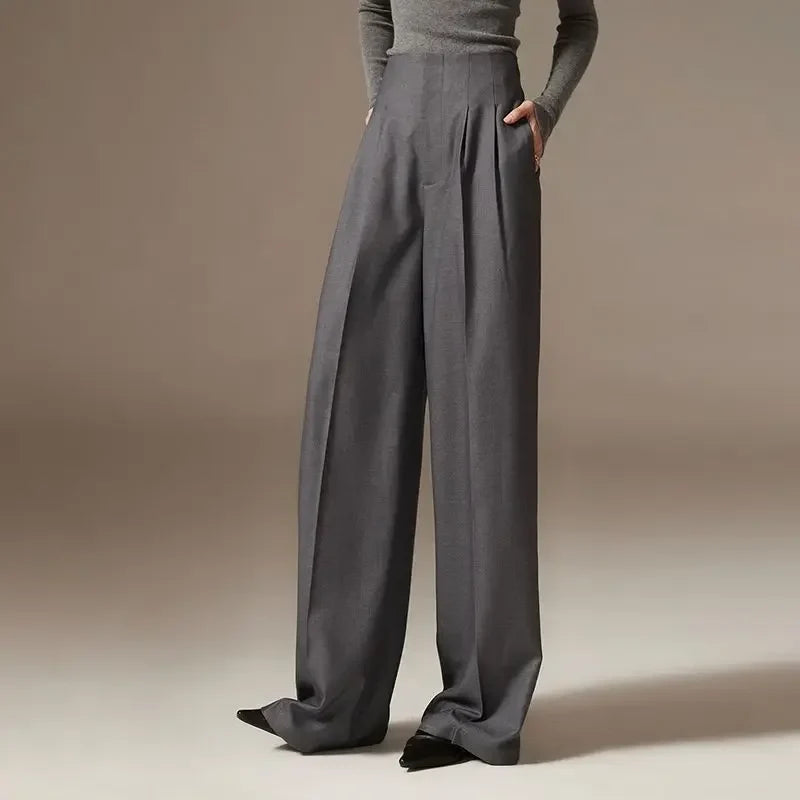 Fiora | Women's Wide Leg Cotton Pants High-Waist Draped