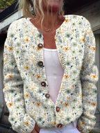 Oriana | Women's Floral Embroidered Knit Cardigan Button-Front