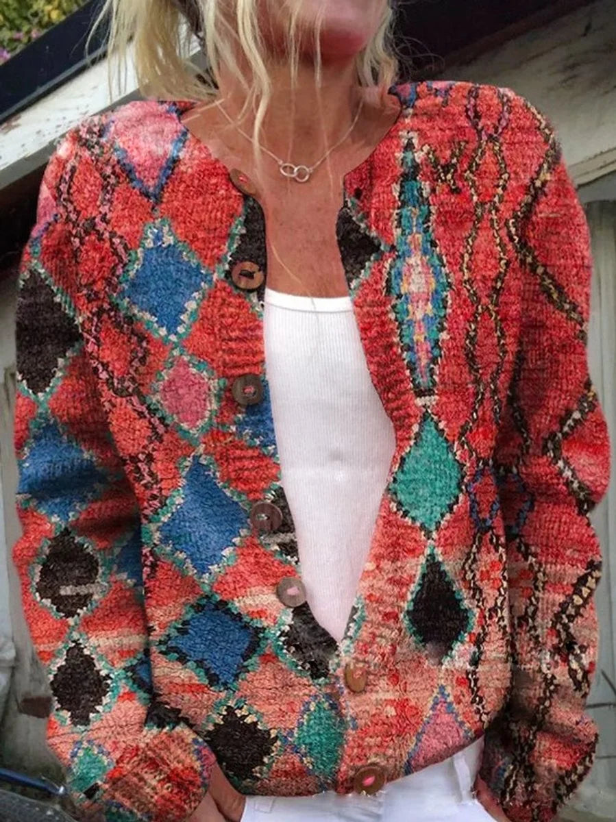 Oriana | Women's Floral Embroidered Knit Cardigan Button-Front