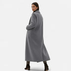 Women’s Long Plus - Size Trench Coat – Lightweight Elegant Lapel Jacket - GET SOVERAHH691-Grey-XS