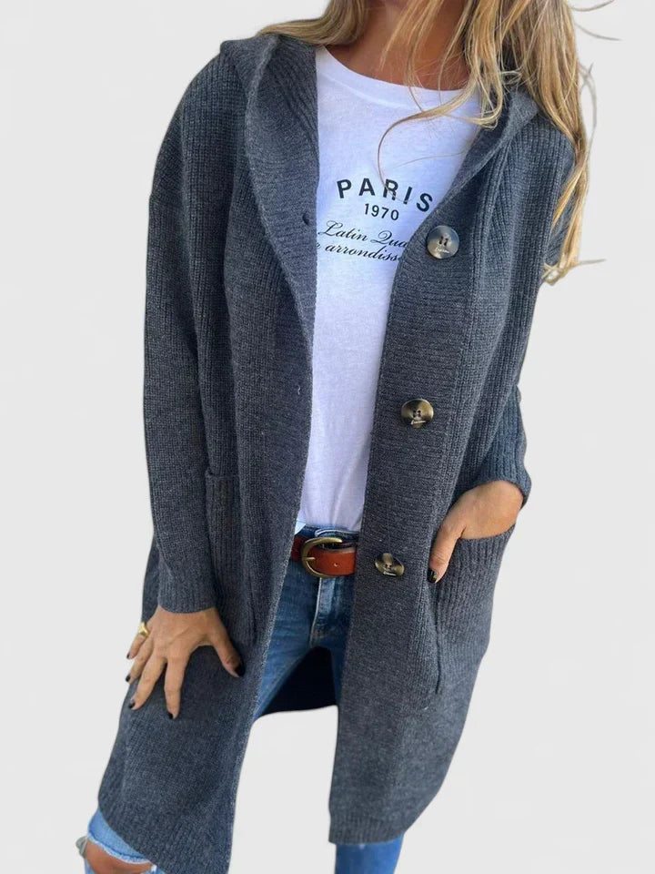 Harper | Women's Longline Cardigan Button Closure Pockets