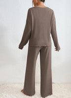 Hazel | Women's Knit Two-Piece Set V-Neck Sweater Ribbed