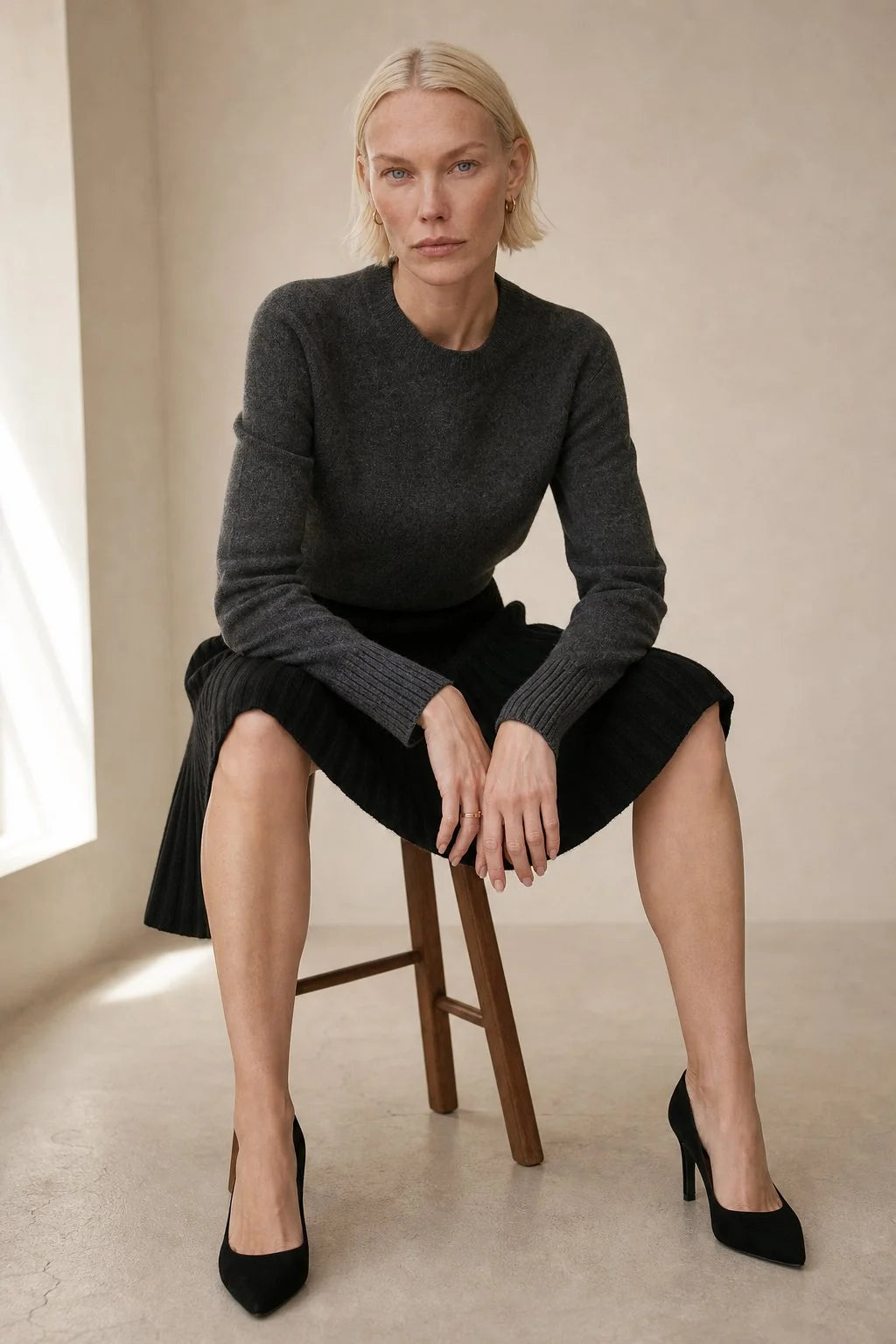 Thea | Women's Merino Wool Mini Skirt High-Waist