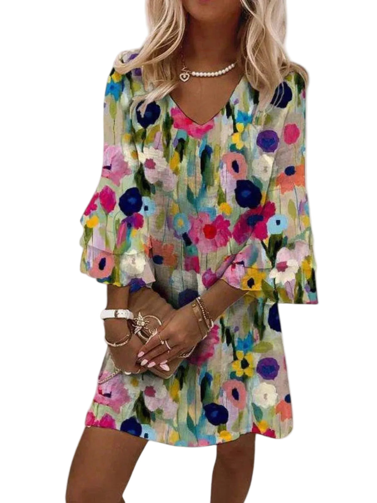 Livia Dress | Floral V-Neck Mini Summer Dress