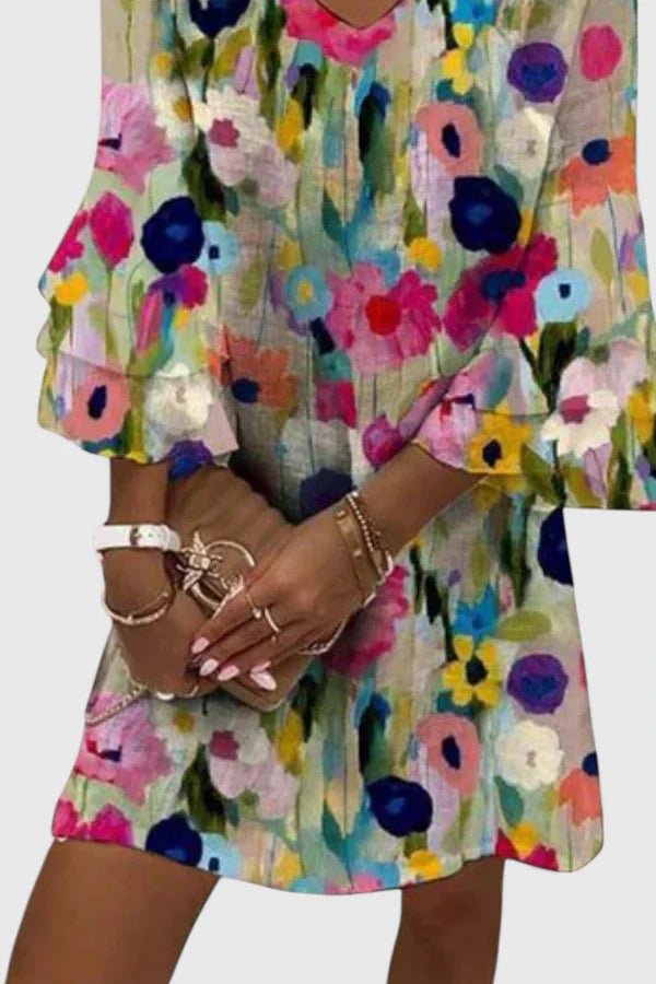 Livia Dress | Floral V-Neck Mini Summer Dress