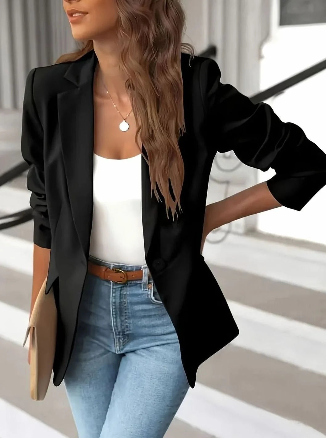 Luna | Women's Elegant Casual Blazer Ruched Sleeves Single-Button