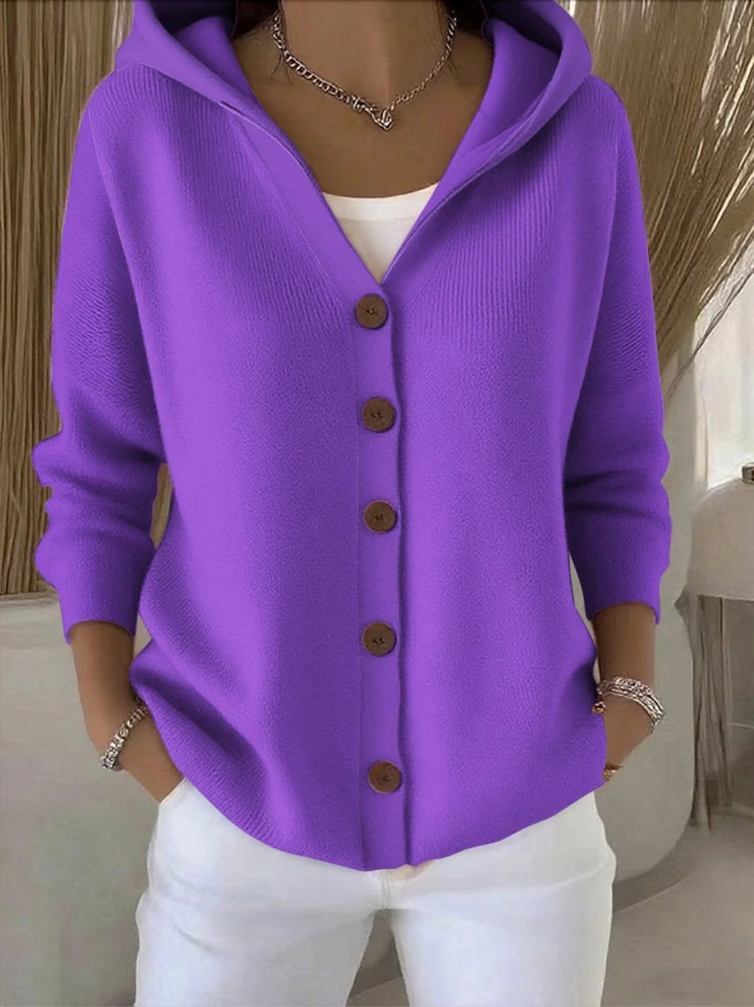 Celandine | Women's Hooded Knit Cardigan Button-Front