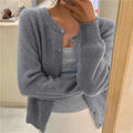 Azalea | Women's Cropped Button-Front Cardigan Round Neck