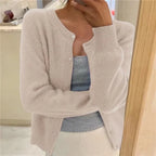 Azalea | Women's Cropped Button-Front Cardigan Round Neck